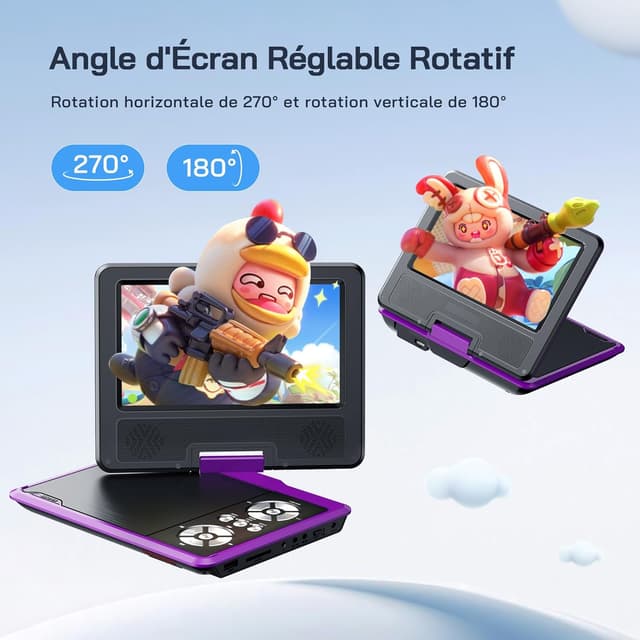 Thumbnail 1 de WOLFANG 9,5" Lecteur DVD Portable 6 heures