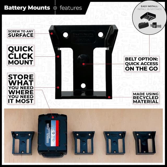 Thumbnail 6 de StealthMounts Supports de Batterie Milwaukee 6 pièces