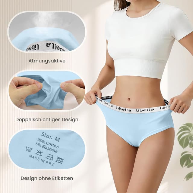 Detalle 2 de Libella Culotte femme en coton (lot de 6) taille basse, confort respirant et extensible