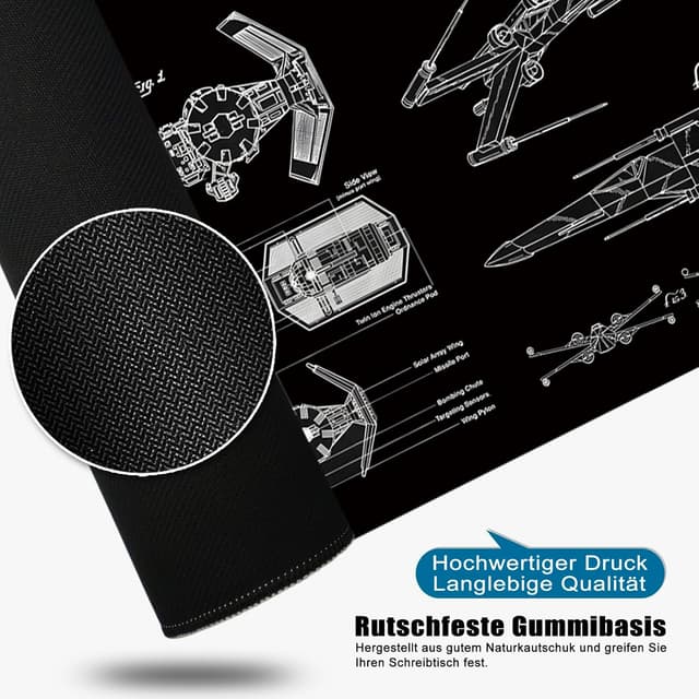 Thumbnail 3 de VYEUIAO Schwarz XL Gaming Mauspad 800x300mm