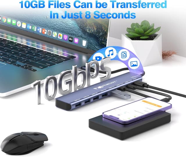 Detalle de USB C Hub 10Gbps 7 in 1 von VEMONT