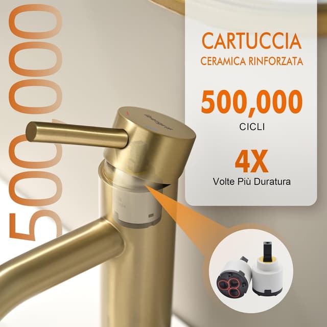 Thumbnail 4 de Ibergrif M11003Y rubinetto bagno classico monocomando per lavabo in acciaio inox oro
