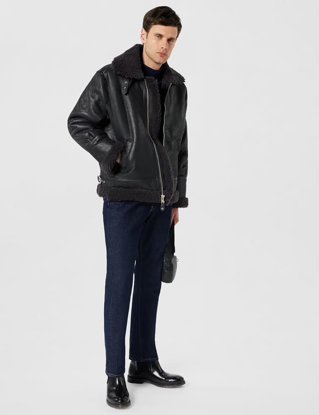 Thumbnail 4 de Schott Bombardier Mouton retourné Café