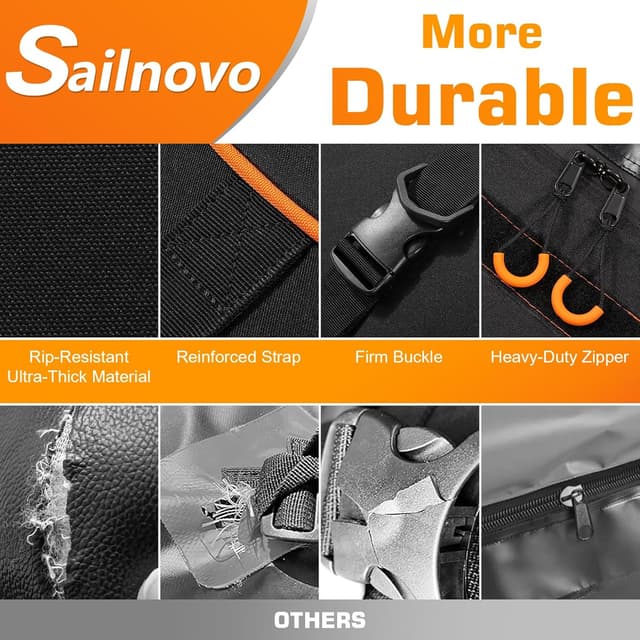 Detalle de Sailnovo Auto-Dachbox 21 Kubikfuß (598 l) faltbar, wasserdicht, 1000D Nylon – inkl. Anti-Rutsch-Matte & Gurte
