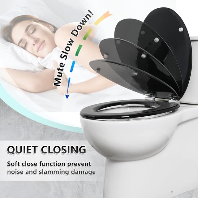 Thumbnail 2 de Angel Shield Wooden Toilet Seat with Adjustable Soft Close Hinges