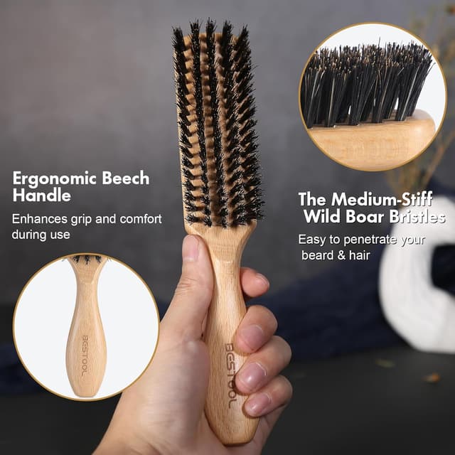 Detalle 1 de BESTOOL Haarbürste Wildschweinborsten 💇♀