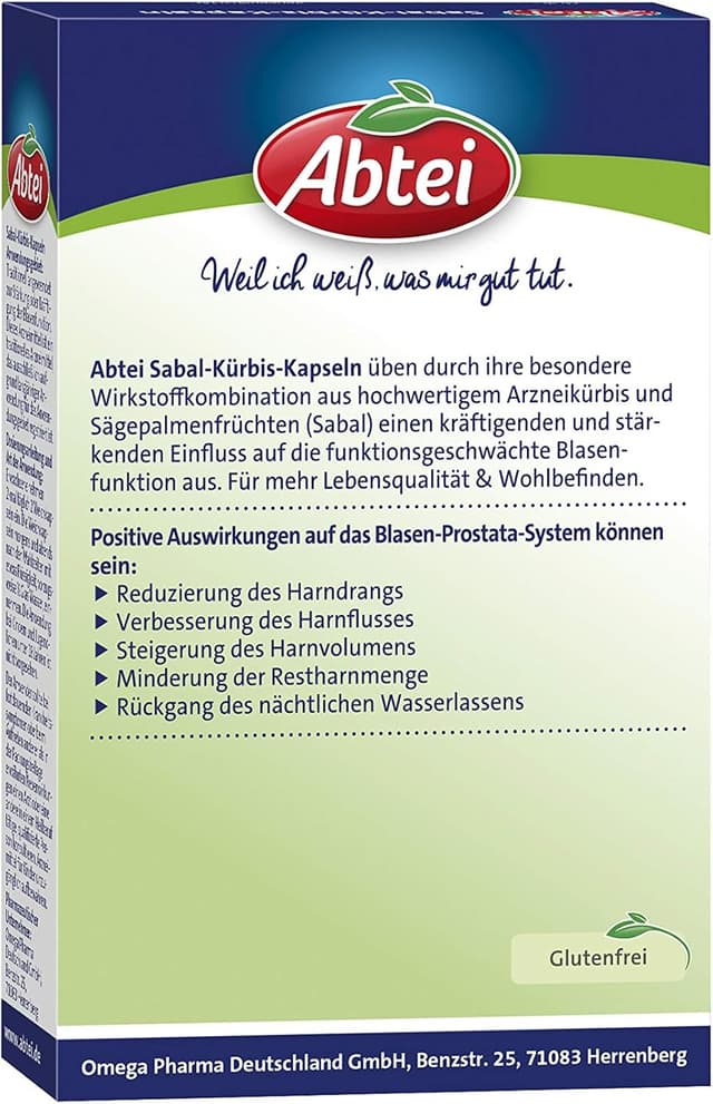 Detalle de Abtei Sabal-Kürbis-Kapseln – Kräuter-Kombination für Blasen- und Prostata-Bereich (1 x 54 Weichkapseln)
