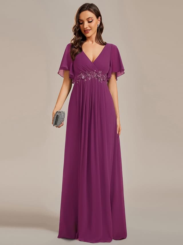 Thumbnail 1 de Ever-Pretty Chiffon V-Neck Mother of Bride Dress
