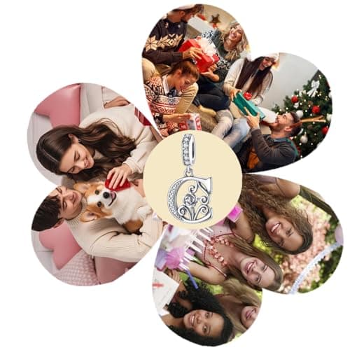 Detalle 1 de HappyStar alfabeto de rosa con charm de plata de ley 925 y circonitas rosa (letra) para pulseras tipo Pandora