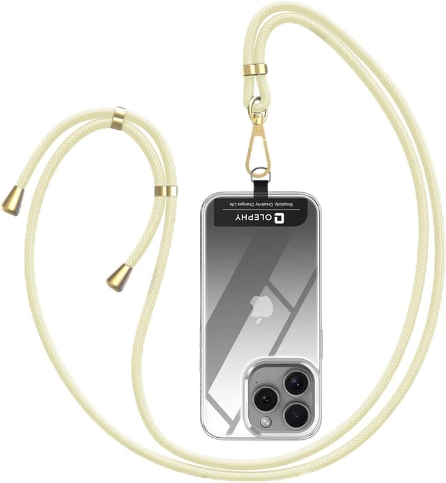 Detalle de Cordino universale OLEPHY per telefono con catena da collo e cinturino regolabile Beige