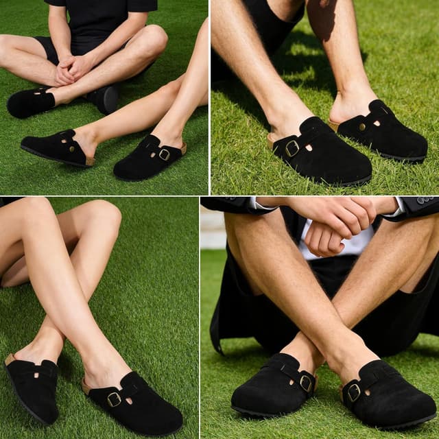 Detalle 2 de Intini Sabot donna/ciabatte uomo chiuse in pelle con plantare in sughero e pantofola traspirante