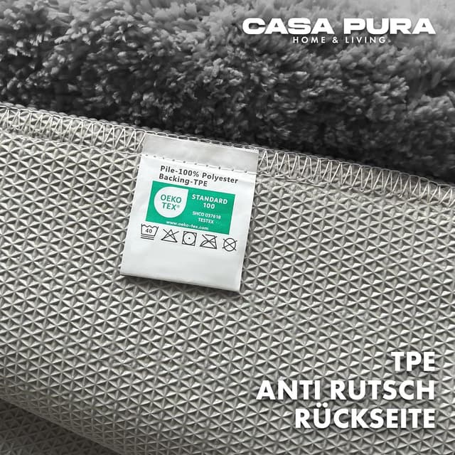 Detalle 2 de casa pura „Sky Soft“ Badematte grau – weicher, flauschiger Badvorleger (70 x 120 cm) rutschfest & waschbar