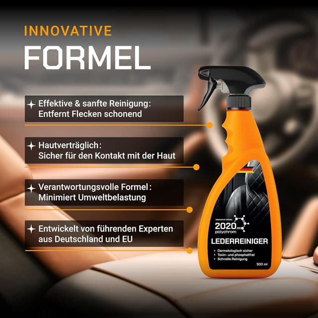 Detalle 2 de 2020 Polychrom Lederreiniger 500 ml – materialschonende Reinigung für Lederoberflächen