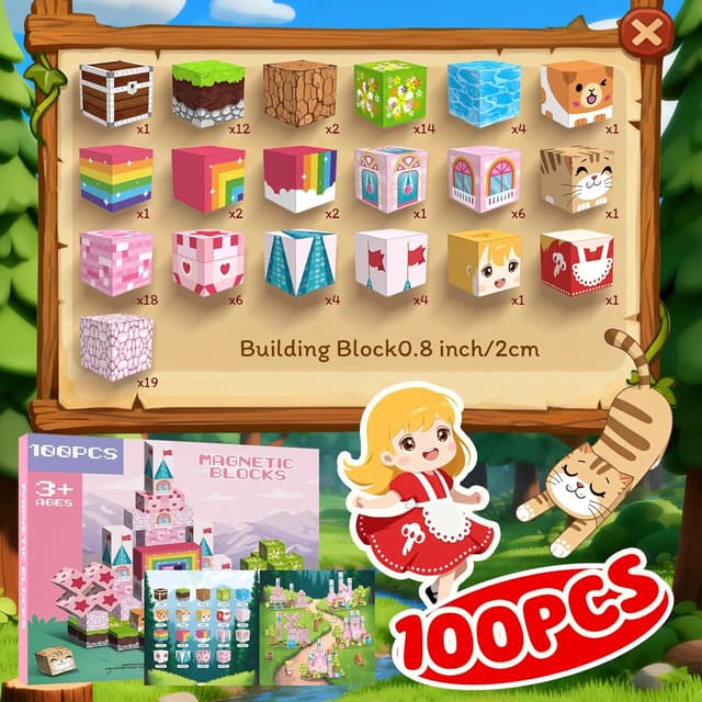 Detalle de Crifeton magnetische Bausteine mit 100 Teilen (2 cm) für Kinder ab 3 Jahren – Montessori-Magnetbausteine