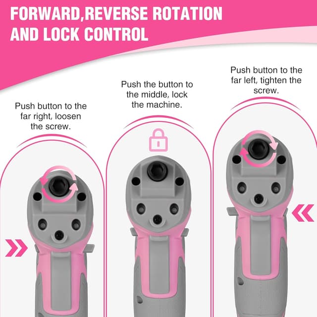 Detalle de WORKPRO Avvitatore elettrico da 3,6 V con 7 Nm, LED e ricarica USB (rosa)