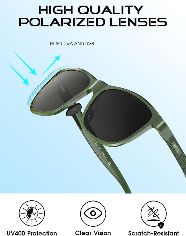 Detalle de ATTCL Herren-Sonnenbrille polarisiert für Autofahren mit UV400-Schutz, leichter AL-MG Rahmen & verspiegelter Scheibe