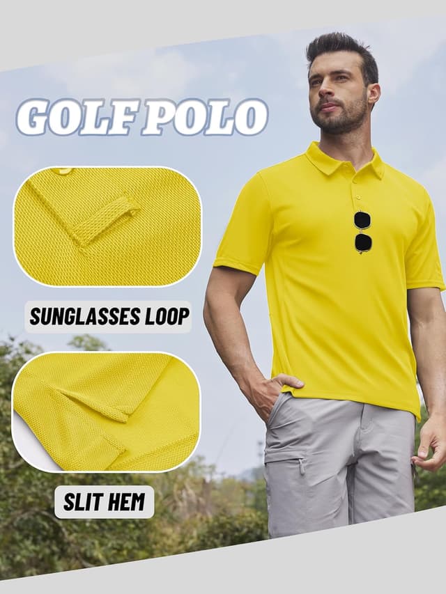 Detalle de KEFITEVD Men’s Outdoor Breathable Polo Shirt – Quick-dry, Short Sleeve Safari Camping Top