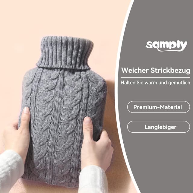 Thumbnail 2 de samply Wärmflasche 2 L mit Strickbezug 🛋