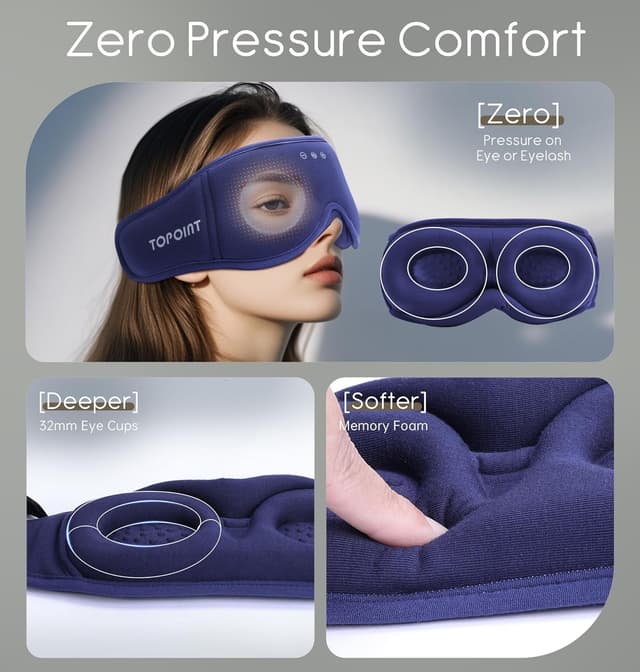 Detalle de TOPOINT Bamboo Cotton Bluetooth sleep mask