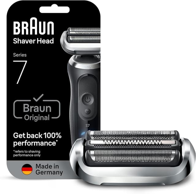 Detalle de Tête de rasoir électrique Braun Series 7 74S (origine) argent — grille SkinFlex 360° et 3 lames flexibles