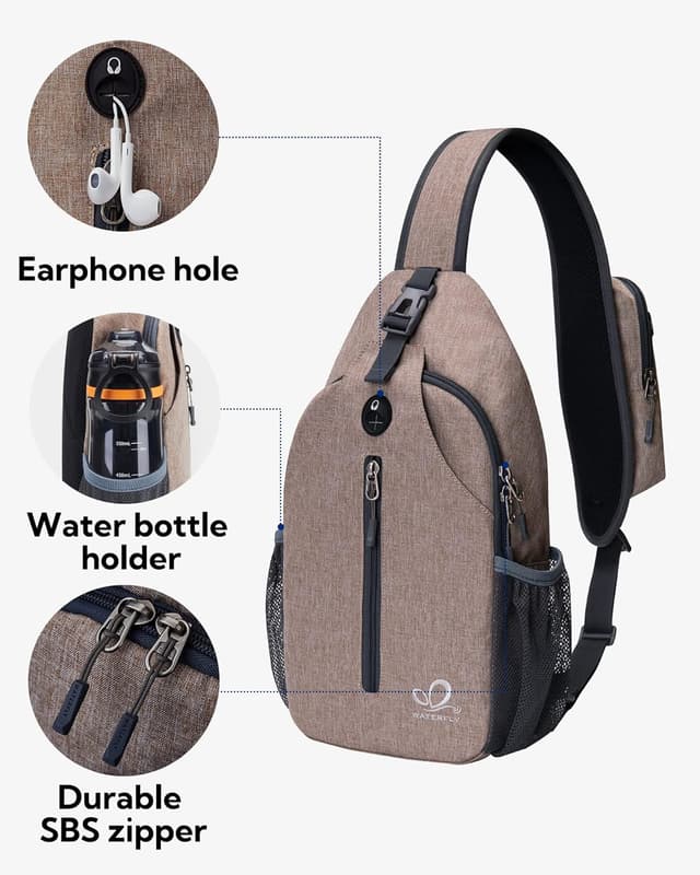 Detalle de WATERFLY Sling Rucksack / Sling Bag – verstellbarer Umhänge-Rucksackgurt für Wandern und Alltag