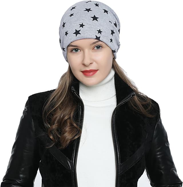 Detalle 2 de DonDon Bonnet femme hiver slouch doublé avec étoiles
