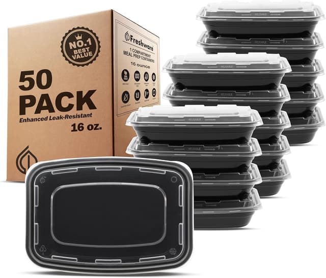 Detalle de Freshware Meal Prep Containers 16 oz 🍱