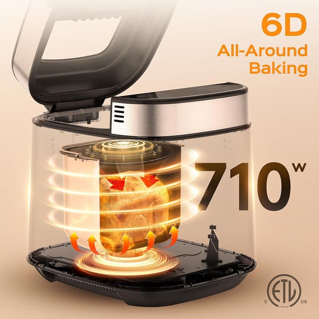 Detalle de LCKSMAL 2.5LB Bread Maker with Built-in Electronic Scale, 25 Programs, Adjustable Baking & Fermentation (White)