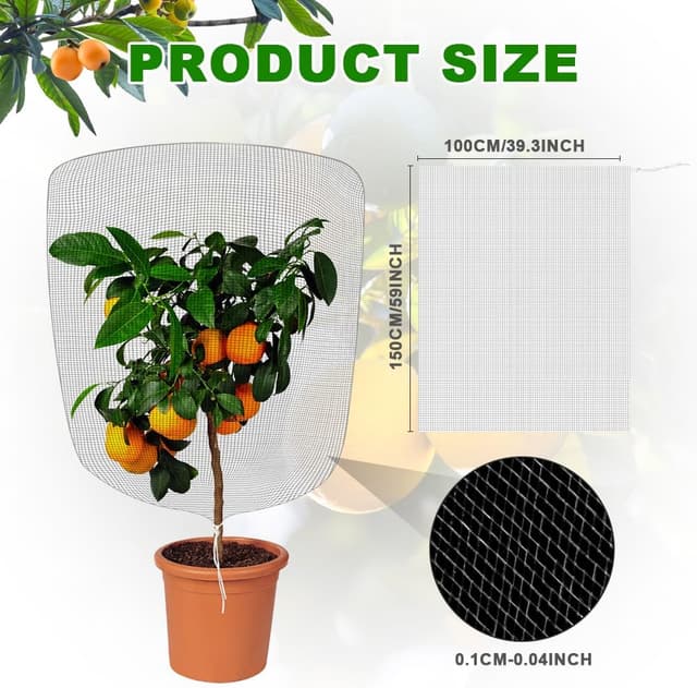 Detalle de OFFCUP Filets anti-insectes pour plantes en pot (lot de 3, maille fine, cordon de serrage)