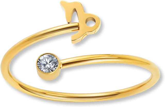 Thumbnail 6 de GD GOOD.designs EST. 2015 Bague du zodiaque plaquée or 18K en acier inoxydable 316L – ajustable (taille 52 à 60) et imperméable