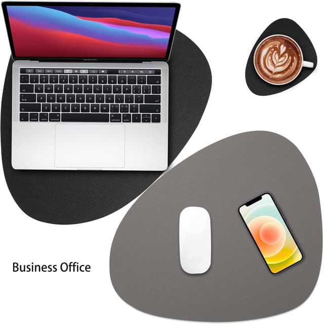 Detalle de Myir JUN Tischsets aus Kunstleder im Doppel-Design (Grau/Schwarz) & passende Untersetzer – Set mit 6