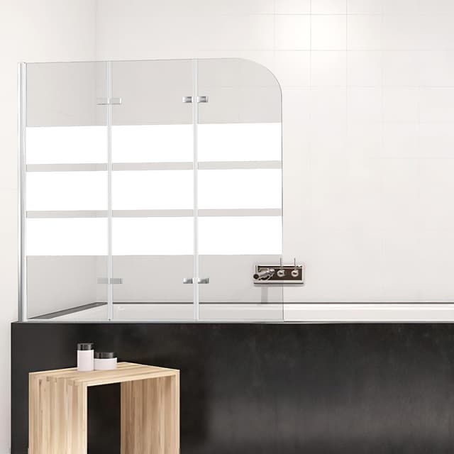 Detalle 2 de Daromigo paroi de douche pour baignoire pliable en 3 parties (120 x 140 cm) avec verre ESG 6 mm