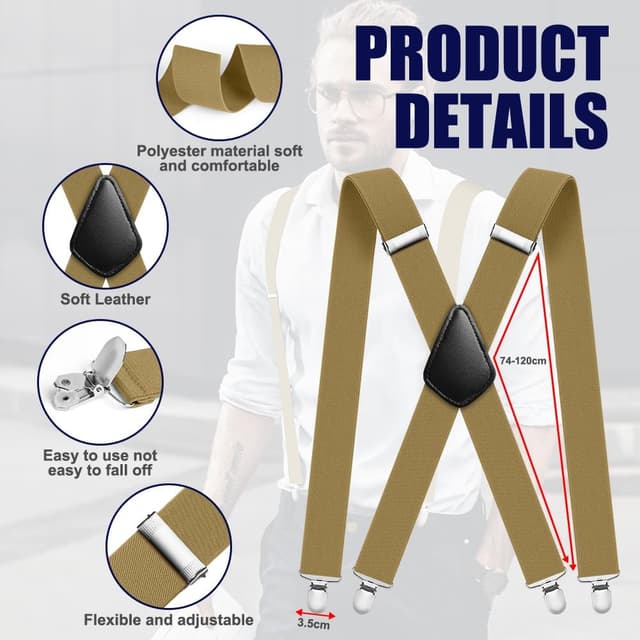 Detalle 2 de Aomig Bretelle con clip in metallo regolabili larghe 3,5 cm