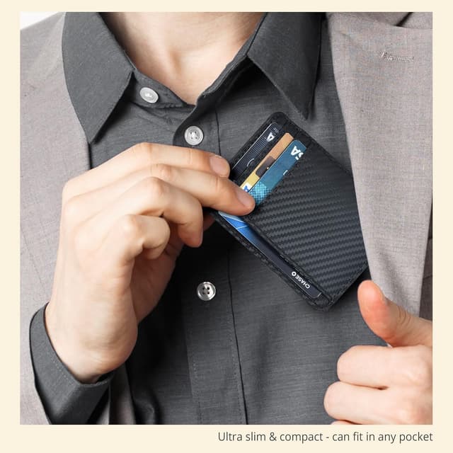 Detalle de Real Leather Slim Minimalist Wallet with RFID Blocking – Dark Brown front pocket card holder