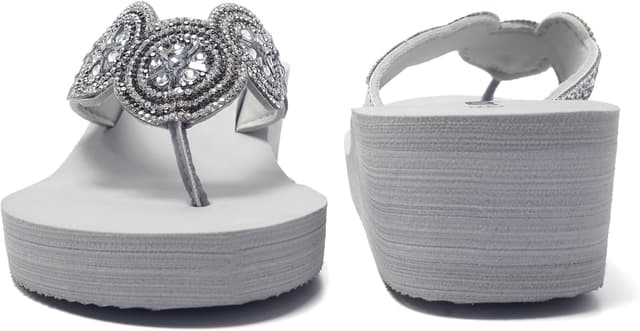 Detalle de JOMIX infradito da donna con zeppa e strass, ciabatte per casa, mare e piscina