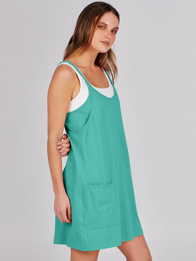 Detalle de ANRABESS Women’s Athletic Tennis Dress Romper (Built-in Shorts) — Summer V-Neck Mini