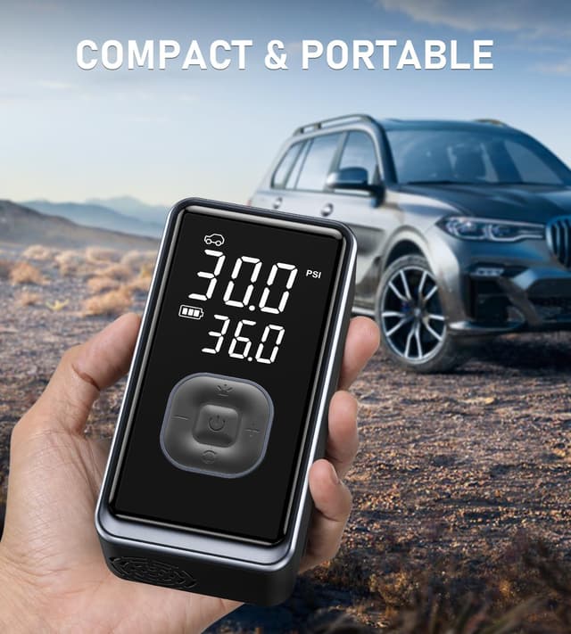 Detalle 2 de Portable Tire Inflator Air Compressor (Cordless, 150 PSI) with Digital Pressure Display and LED Light