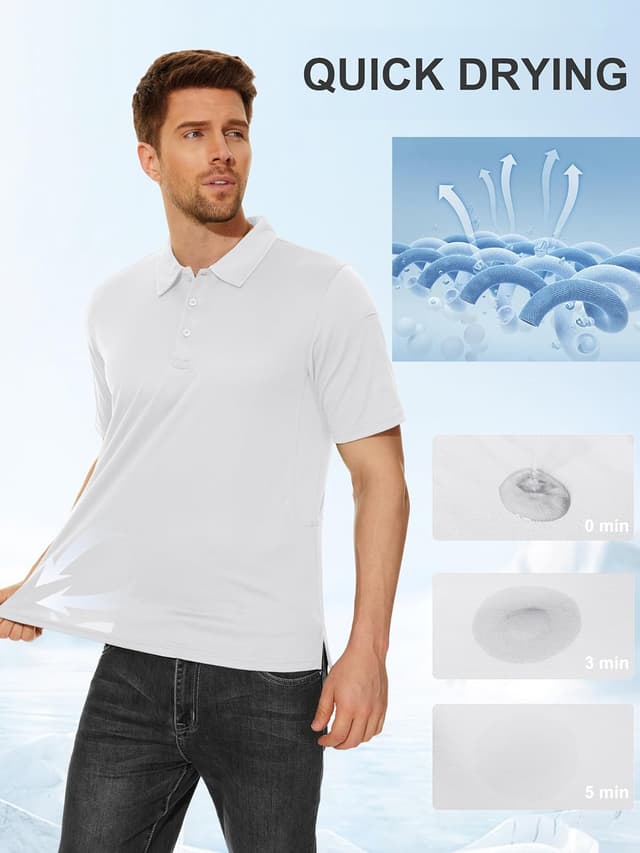 Detalle 2 de MAGCOMSEN Men’s Breathable Quick Dry Golf Polo Shirt (Short-Sleeved, Lightweight)