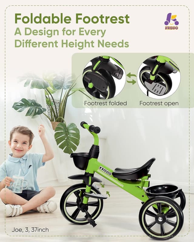 Detalle de KRIDDO 2-in-1 Toddler Tricycle for 18 Months to 5 Years