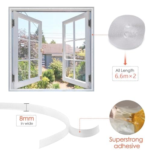 Detalle 2 de MYCARBON Mosquitera autoadhesiva para ventana (2 uds) 150x180 cm blanca, cortable y sin perforación