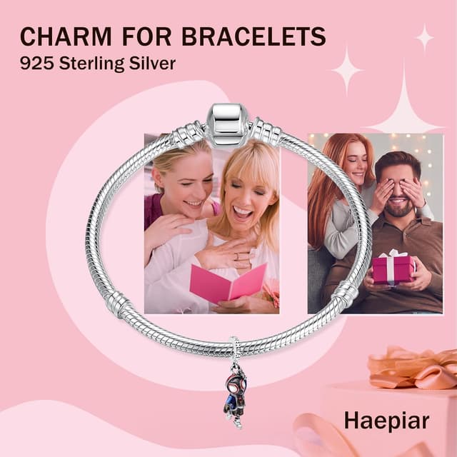 Detalle de HAEPIAR charm in argento sterling 925 con ciondolo “mostro” verde per bracciale o collana