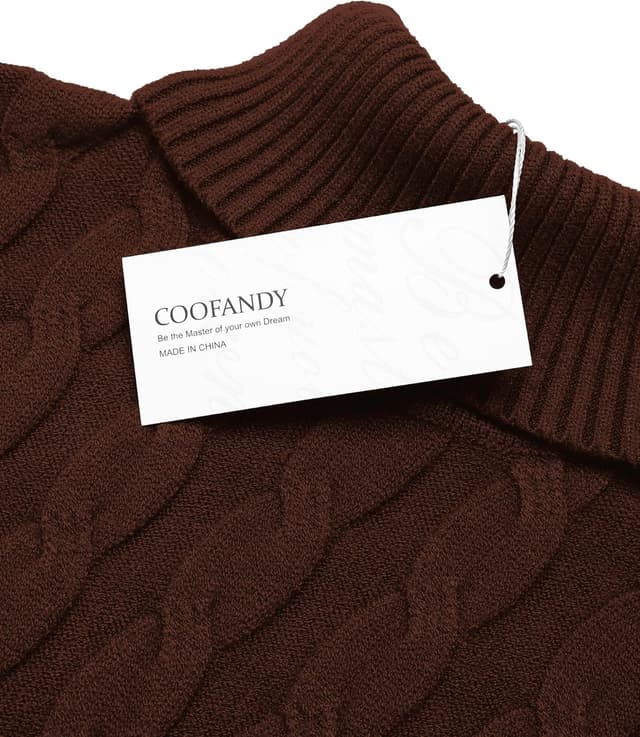 Detalle 2 de COOFANDY maglione da uomo a collo alto a maniche lunghe in maglia fine slim basic