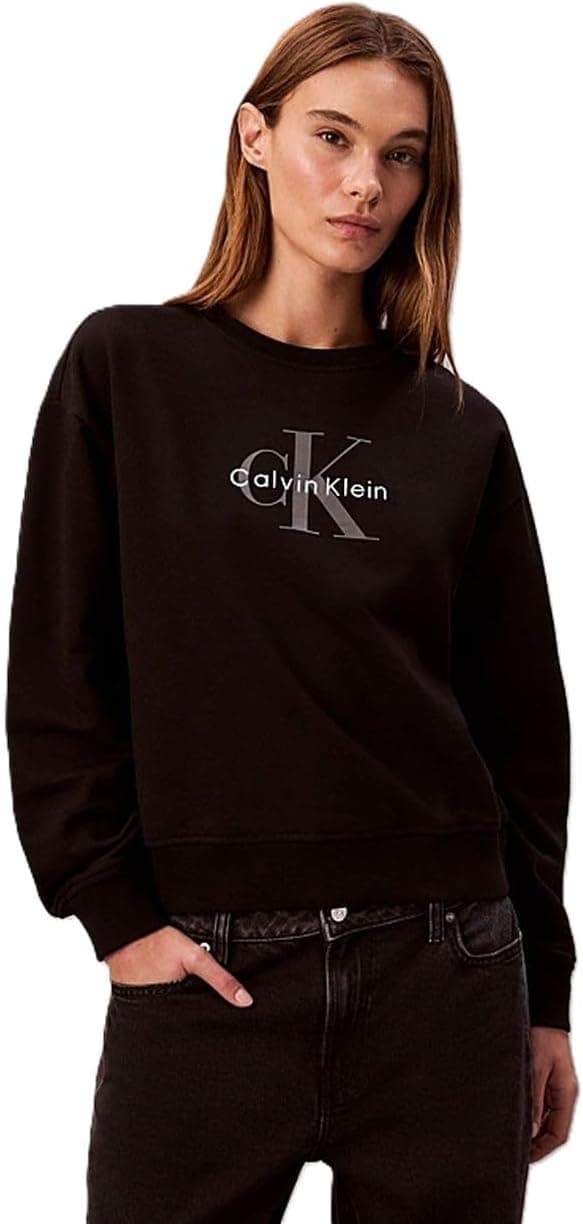 Detalle de Calvin Klein Women’s Round Neck Monologo French Terry Sweatshirt