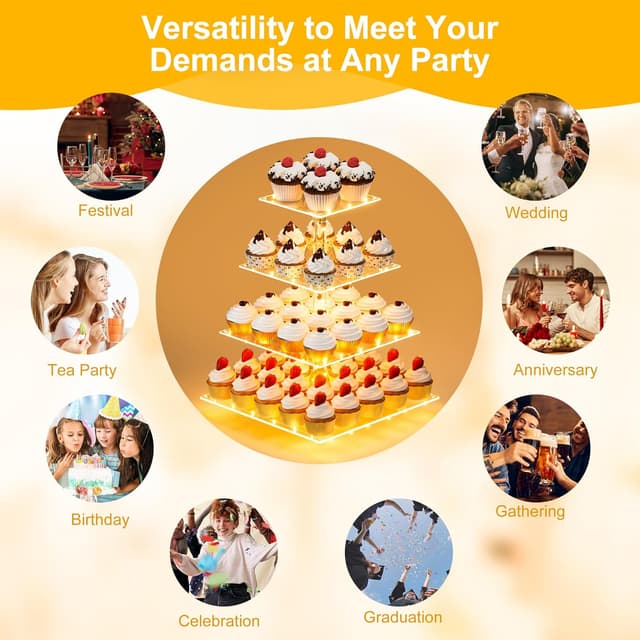 Thumbnail 2 de YestBuy 4-Tier Cupcake Stand Acrylic Tower