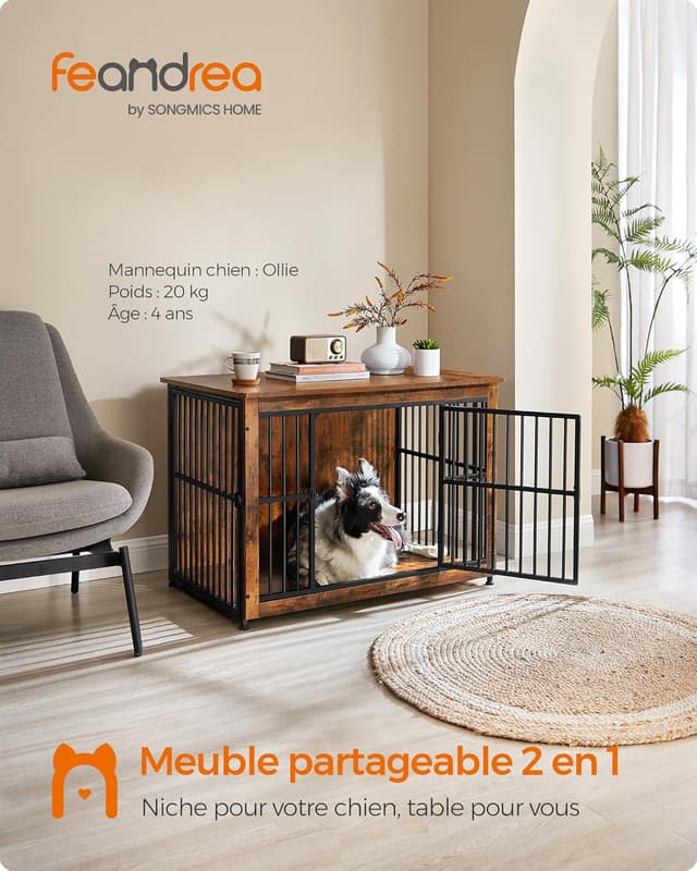 Detalle de Feandrea Meuble Cage pour Chien PFC023X01 32 kg