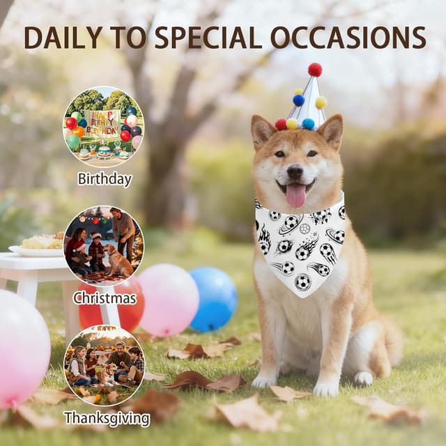 Detalle de Shaeotek 2-pack Soccer Dog Bandanas (Black & White Triangle)