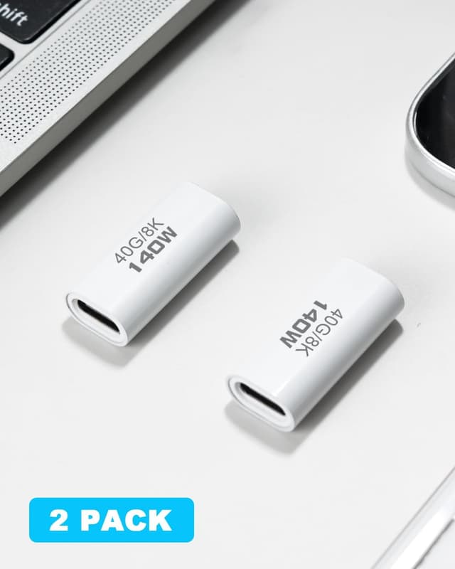 Detalle 2 de Duttek Coupleur USB C 40 Gbps (PD 140W, 8K@60 Hz) USB‑C femelle vers USB‑C femelle — lot de 2