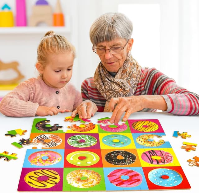 Detalle 2 de SYNARRY 100-Piece Wooden Donut Puzzle for Kids 🎲