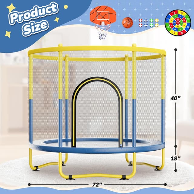 Thumbnail 1 de 6FT Indoor Trampoline for Kids Ages 1-8