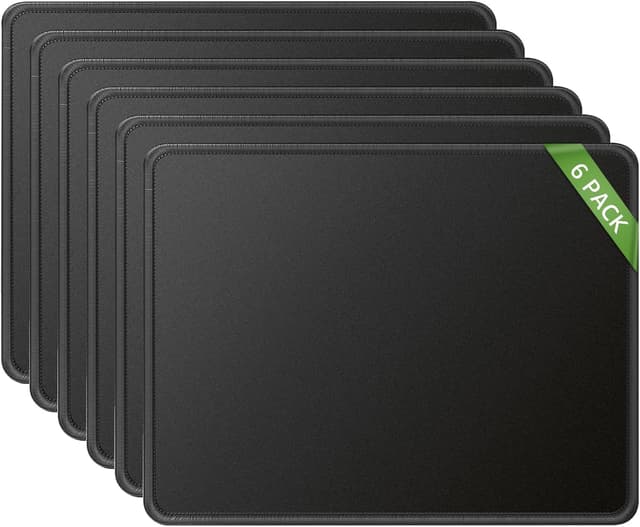 Detalle de KTRIO Mauspads 275×215 mm (6er-Set) – wasserdichte Mousepads mit vernähten Kanten, schwarz